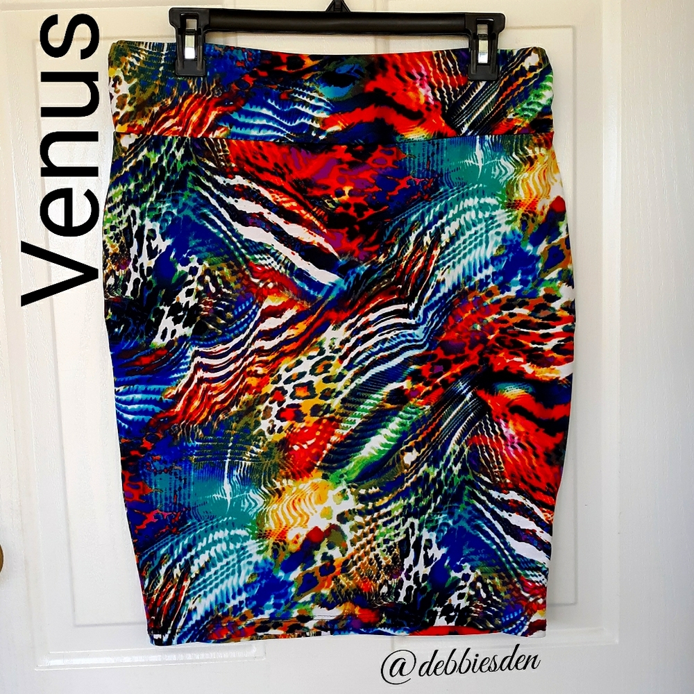 Venus Stretchy Bright Animal Print Pencil Skirt
